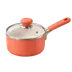 Icône 3D d'une casserole orange avec couvercle en verre