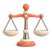 Icône 3D d'une balance à deux plateaux, orange et crème